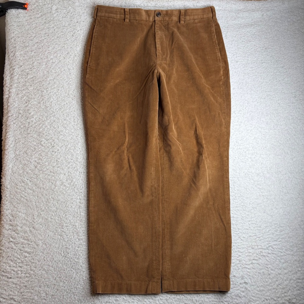 Brooks Brothers Hudson Corduroy Pants Mens 36x28 Camel Brown Tan Cotton Trousers